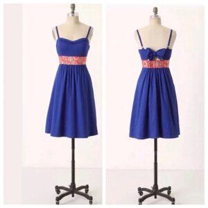 Anthropologie Edme & Esyllte Blue Sundress Graphical Empire Waist
